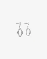 Cubic Zirconia Interlaced Oval Drop Earrings in Sterling Silver