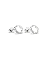 Circle Stud Earrings with Cubic Zirconia in Sterling Silver