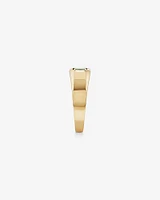 Bezel Set Green Sapphire Gemstone Solitaire Men's Ring in 10kt Yellow Gold