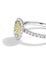 1.54 Carat TW Yellow Oval Cut Laboratory-Grown Diamond Halo Engagement Ring in 14kt White Gold