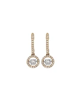 0.50 Carat TW Diamond Halo Everlight Drop Huggie Earrings in 10kt Yellow Gold