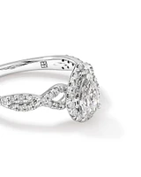 0.75 Carat TW Pear Cut Diamond Halo Twist Engagement Ring in 14kt White Gold