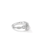 0.75 Carat TW Pear Cut Diamond Halo Twist Engagement Ring in 14kt White Gold