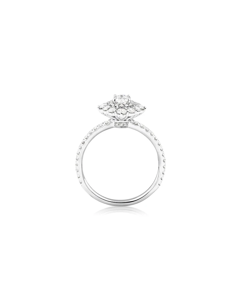 Sir Michael Hill Designer Oval Engagement Ring with 0.92 Carat TW Diamonds in 18kt White Gold
