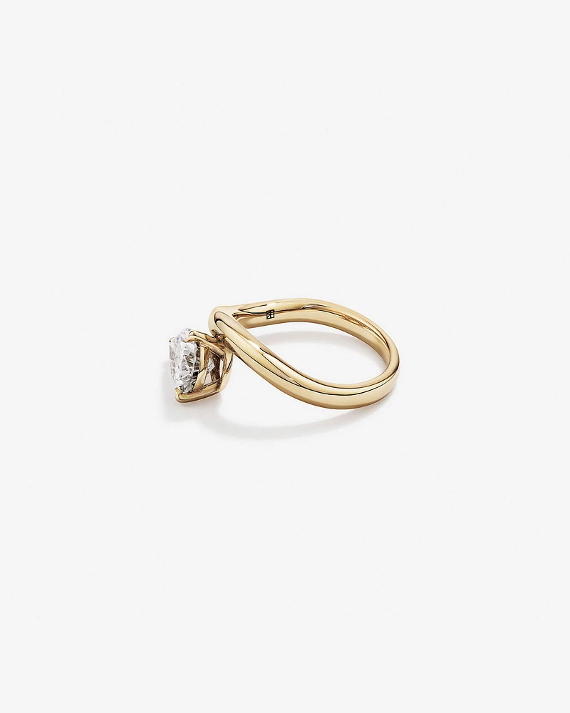 2.00 Carat TW East West Pear Cut Laboratory-Grown Diamond Wave Engagement Ring in 14kt Yellow Gold