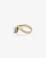 2.00 Carat TW East West Pear Cut Laboratory-Grown Diamond Wave Engagement Ring in 14kt Yellow Gold