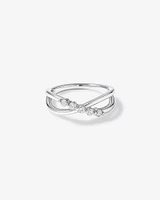 0.20 Carat TW Round Brilliant Diamond Crossover Ring in Sterling Silver