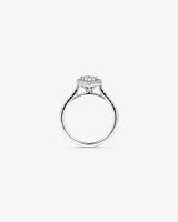 0.79 Carat TW Pear Shaped Cluster Diamond Halo Engagement Ring in 14kt White Gold