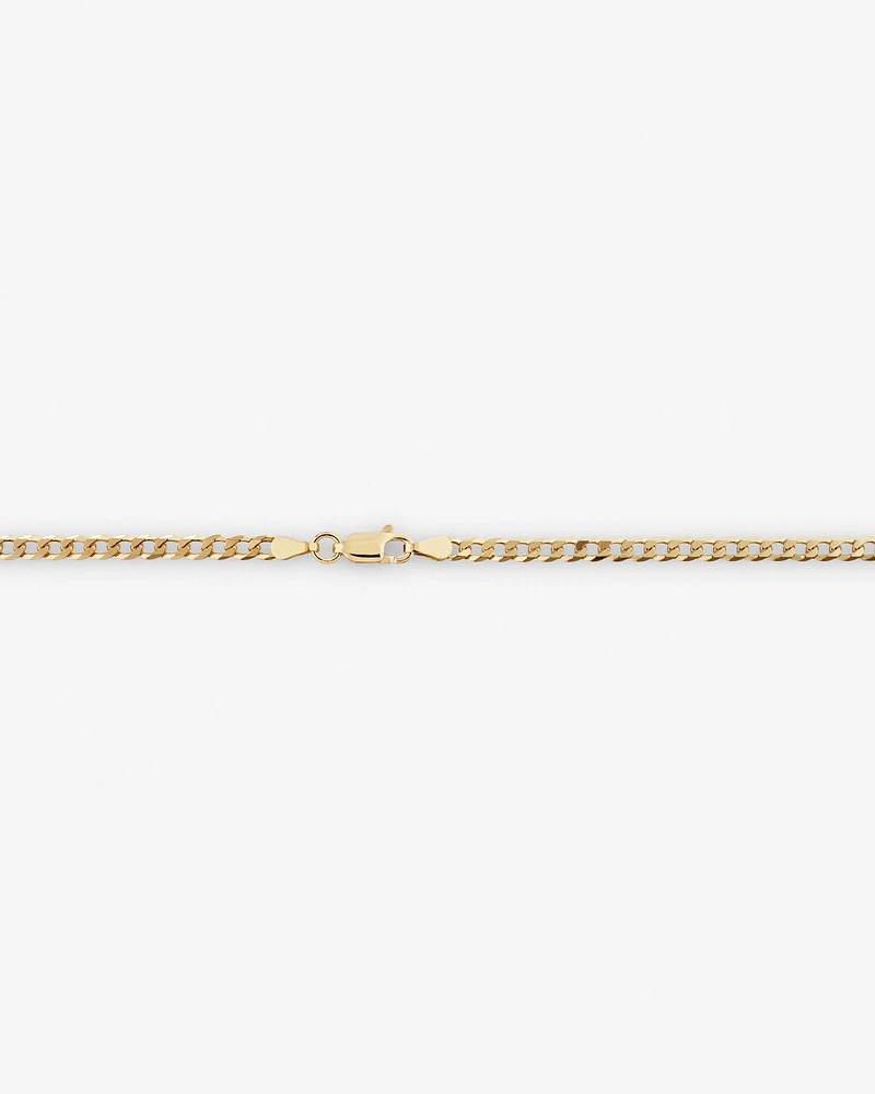 55cm (22") 3mm-3.5mm Width Curb Chain in 10kt Yellow Gold