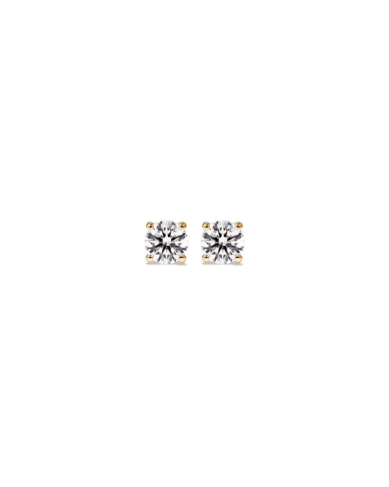 Carat TW Laboratory-Grown Diamond Solitaire Stud Earrings in 14kt Yellow Gold