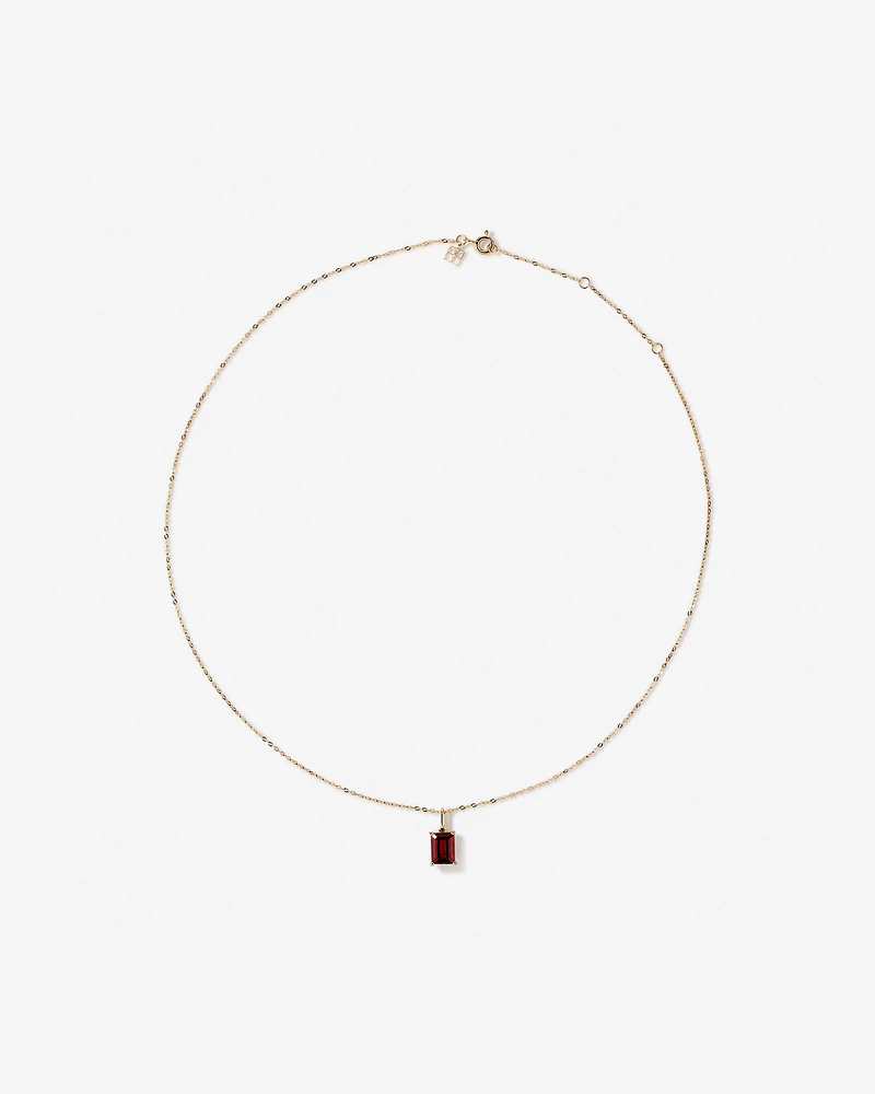 Emerald Cut Red Garnet Gemstone Pendant Necklace in 10kt Yellow Gold