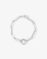 18cm (7") Square Paperclip Open Pendant Bracelet in Sterling Silver