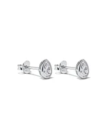 Pear Shaped Cubic Zirconia Bezel Set Stud Earrings in Sterling Silver