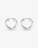 Diamond Cut Texture Huggie Hoop Earrings in Sterling Silver