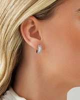 1.00 Carat TW Diamond Dot Dash Huggie Earrings in 14kt White Gold