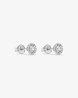 0.44 Carat TW Round Diamond Halo Stud Earrings in 10kt White Gold