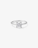 Cubic Zirconia Floral Ring Sterling Silver