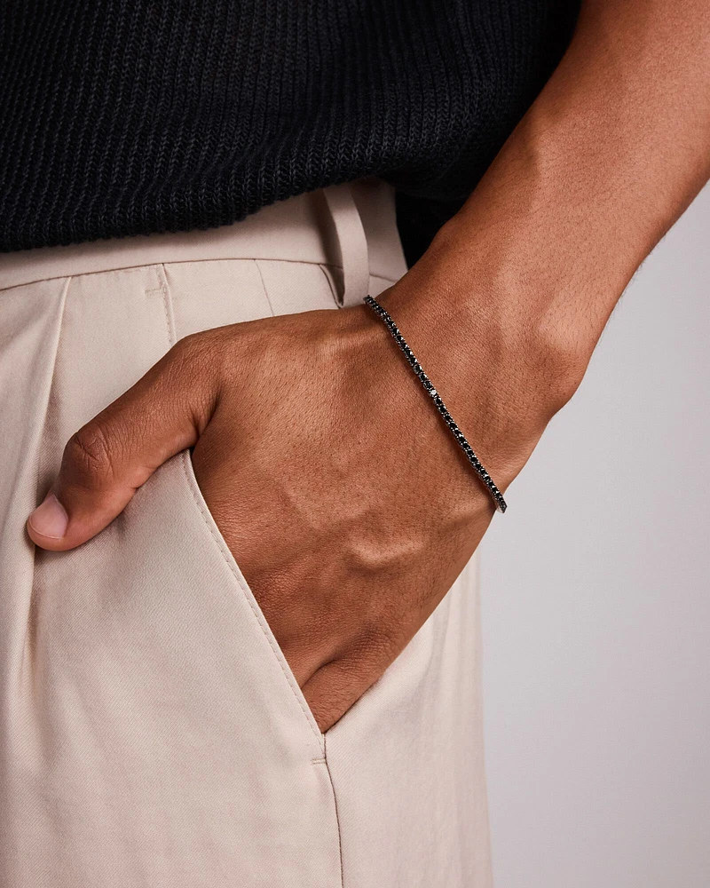 4.45 Carat TW Black Diamond Tennis Men's Bracelet in Sterling Silver