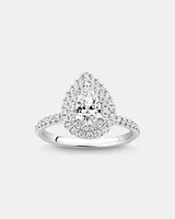 Halo Ring with 0.90 Carat TW of Diamonds in 18kt White Gold