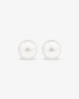 Stud Earrings with 9mm Button Cultured Freshwater Pearls in Sterling Silver