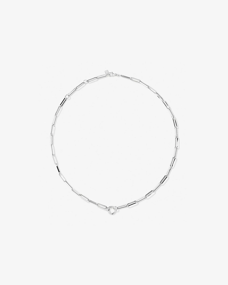 60cm (24") Square Paperclip Open Pendant Chain in Sterling Silver