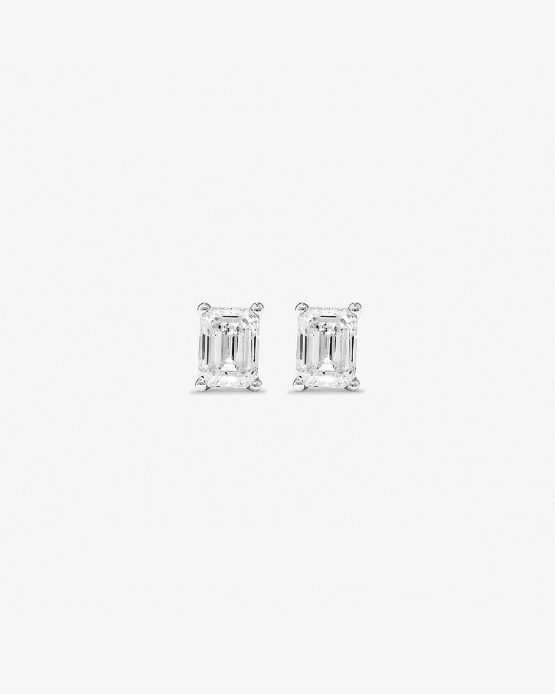 0.50 Carat TW Emerald Cut Diamond Solitaire Stud Earrings in 18kt White Gold