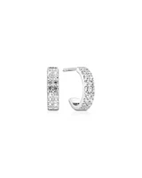 Half Hoops with Cubic Zirconia in Sterling Silver