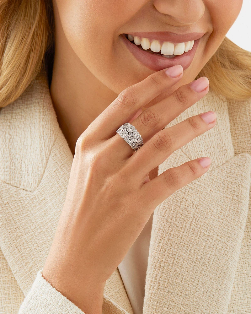 2 Row Bubble Ring with 2.00 Carat TW Diamonds in 14kt White Gold