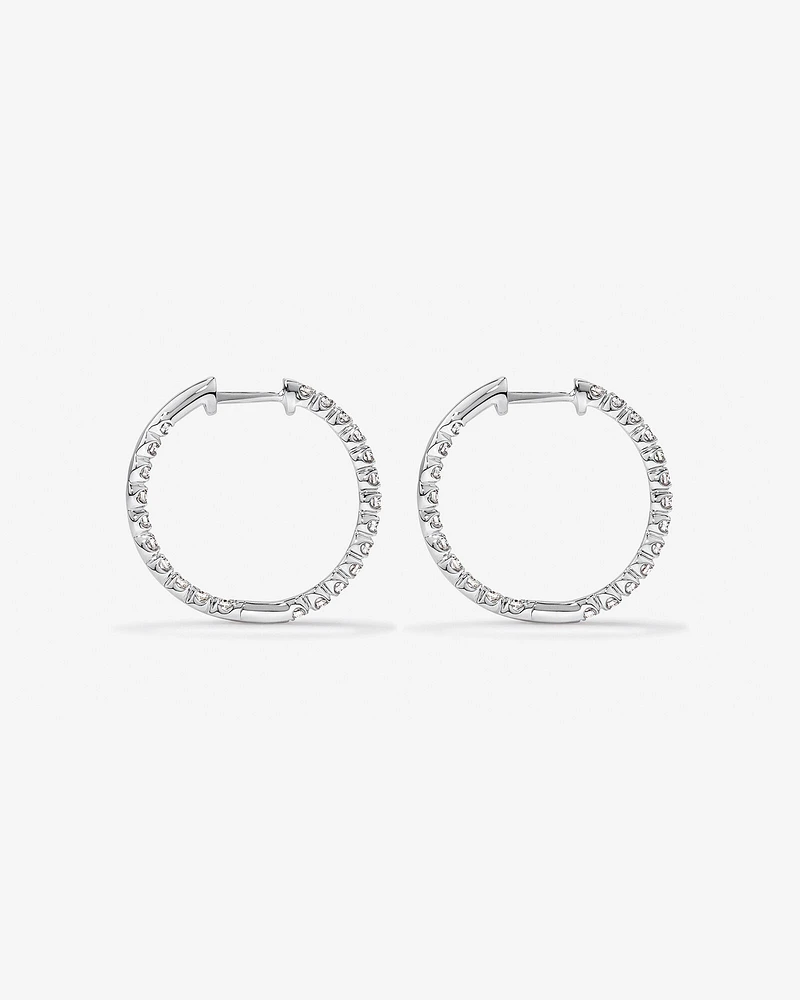 Carat TW Laboratory-Grown Diamond Hoop Earrings Set in 10kt White Gold
