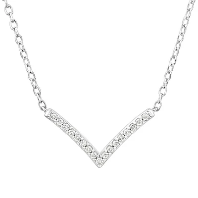 Chevron Necklace with 0.05 Carat TW Diamonds in Sterling Silver