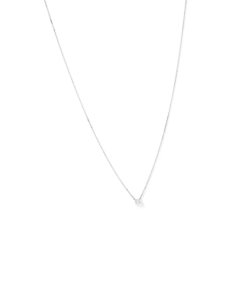 0.25 Carat TW Emerald Cut Diamond Solitaire Necklace in 18kt White Gold