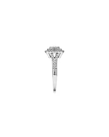 0.65 Carat TW Cushion Cluster Halo Diamond Ring in 10kt White Gold
