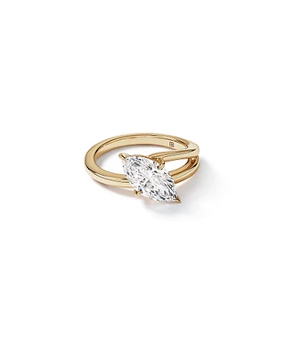 2.00 Carat TW East West Marquise Cut Laboratory-Grown Diamond Double Band Engagement Ring in 14kt Yellow Gold