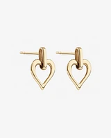 Open Heart Drop Stud Earrings in 10kt Yellow Gold