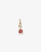 14mm Enamel Poppy Pendant in 10kt Yellow Gold