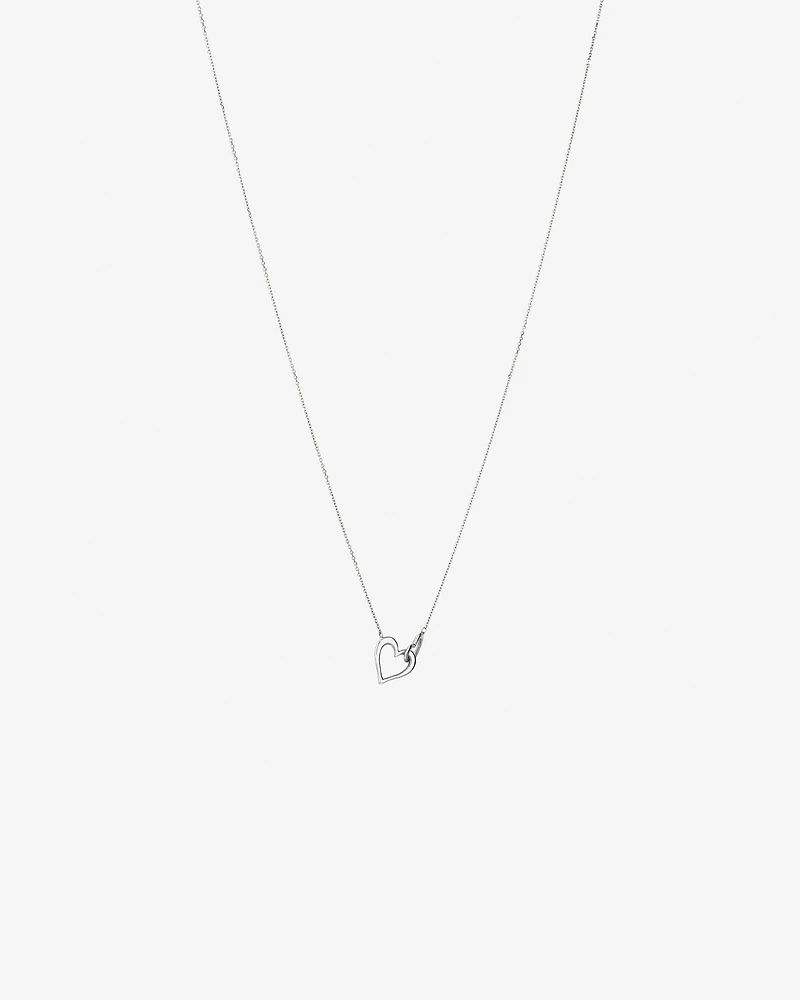 Double Open Heart Necklace in Sterling Silver