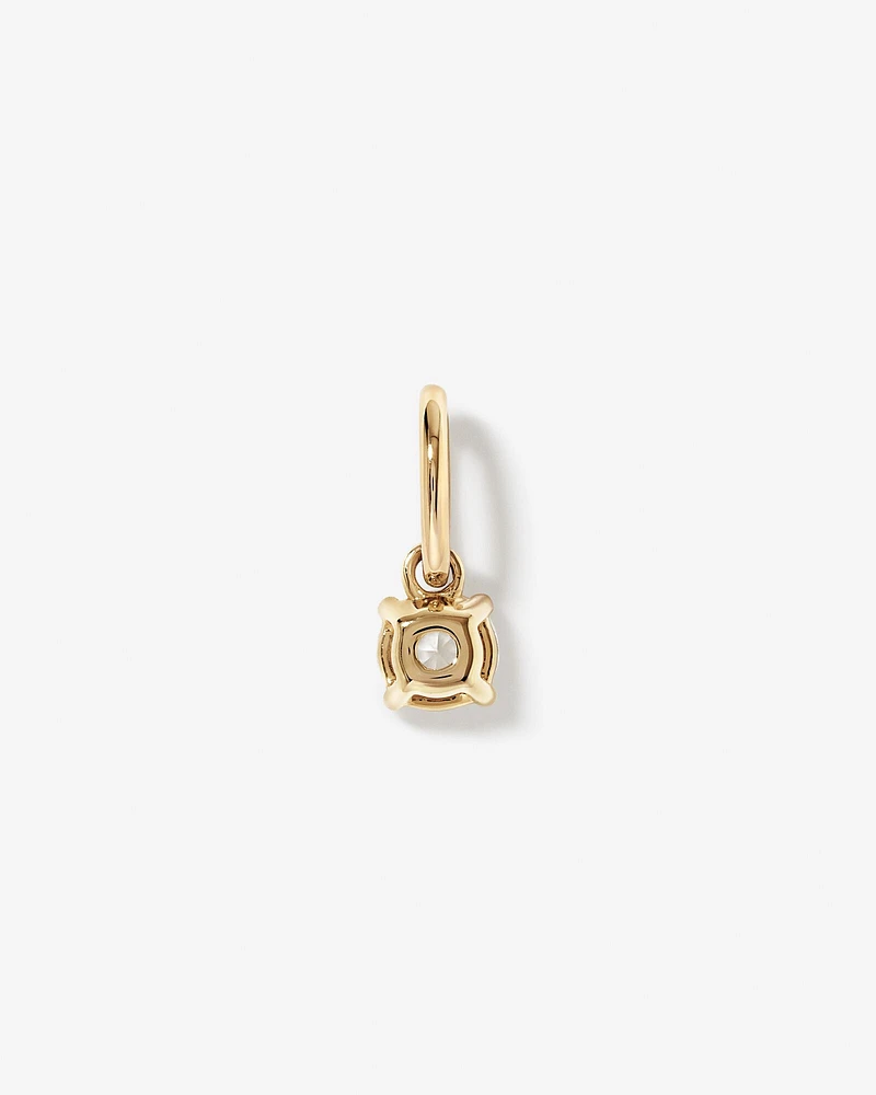 Round Created White Sapphire Birthstone Pendant in 10kt Yellow Gold