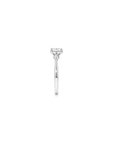 0.77 Carat TW Three Stone Oval and Marquise Cut Hidden Halo Engagement Ring in Platinum