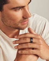 Square Texture Ring Black Titanium with 10kt Yellow Gold Inlays
