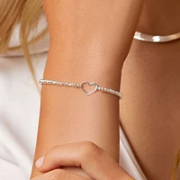 23cm (9.5") Heart Bracelet In Sterling Silver