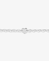 Heart Disc Oval Belcher Bracelet in Sterling Silver