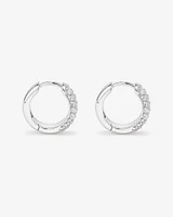 Cubic Zirconia Huggie Earrings in Sterling Silver