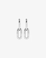 Paperclip Huggie Drop Earrings in Sterling Silver