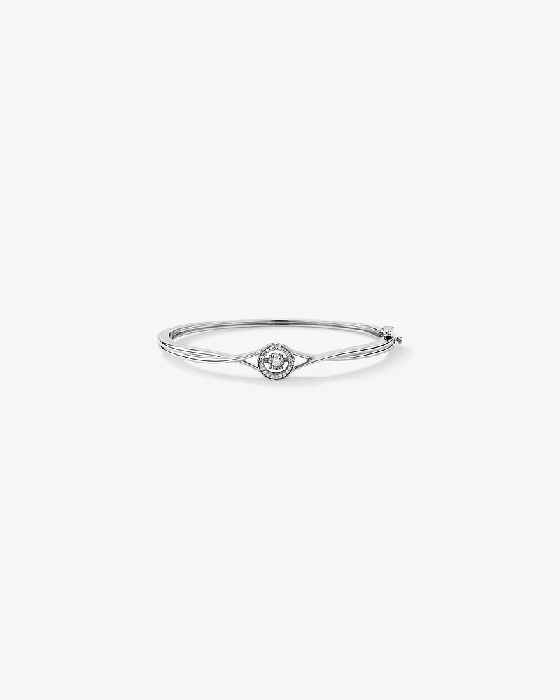 0.15 Carat TW Diamond Halo Everlight Bangle in Sterling Silver