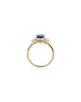 London Blue Topaz Ring with .46 Carat TW Diamonds in 14kt Yellow Gold