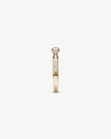 0.77 Carat TW Round Brilliant Diamond and Baguette, Princess Side Accent Engagement Ring with Hidden Halo in 14kt Yellow Gold