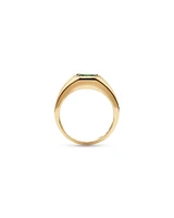 Bezel Set Green Sapphire Gemstone Solitaire Men's Ring in 10kt Yellow Gold
