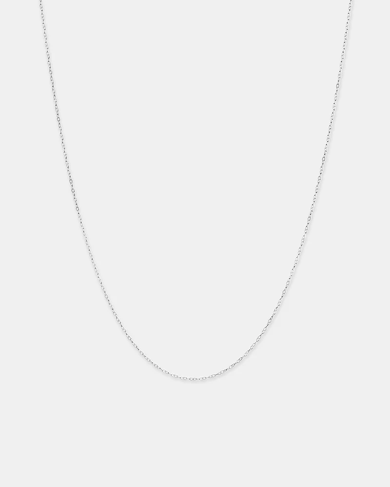 45cm (17") 0.95mm Width Solid Cable Chain In 10kt White Gold