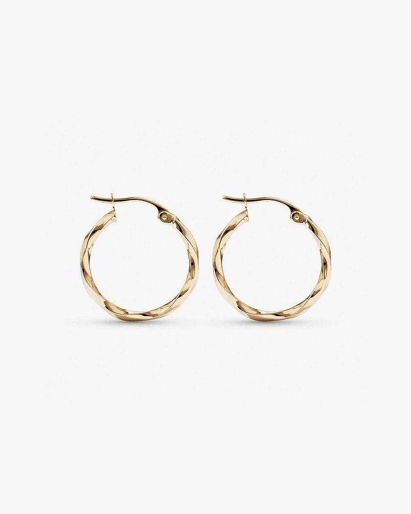 15mm Square Twist Hoop Earrings in 10kt Rose Gold