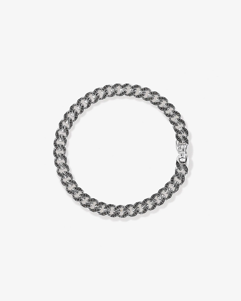 Men's 1.32 Carat TW Men's Black Diamond Cuban Bracelet in Sterling Silver
